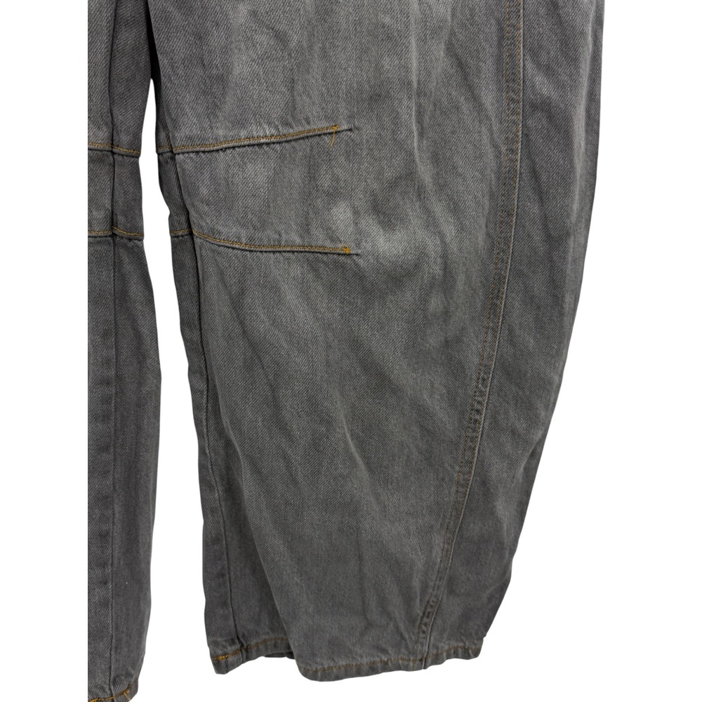 Free People Barrel Jean Womens SZ 28 Gray Lucky You Mid Rise Button Fly Cropped - Picture 11 of 16